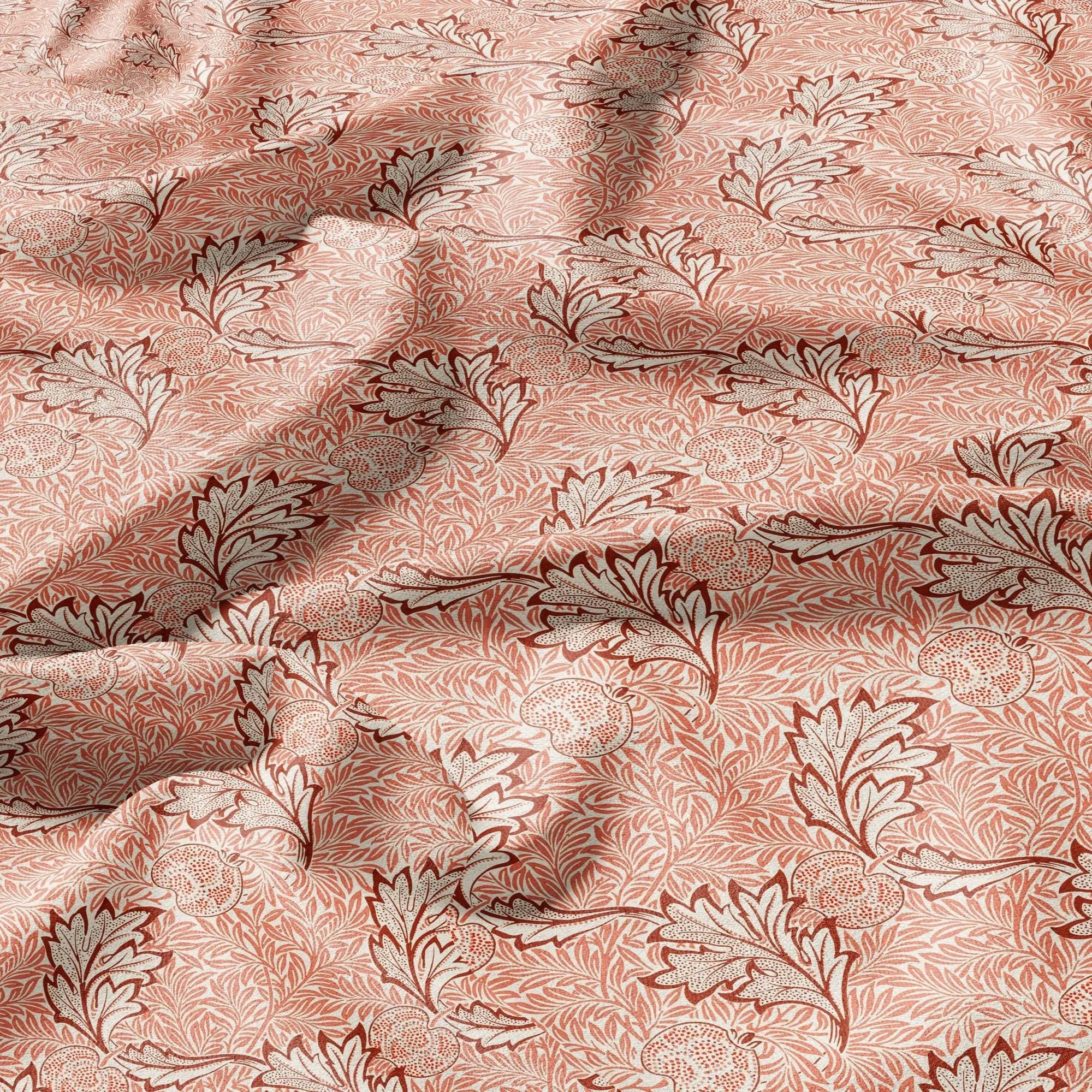 100% linen Victorian prints fabric - William Morris red floral print fabric 2460
