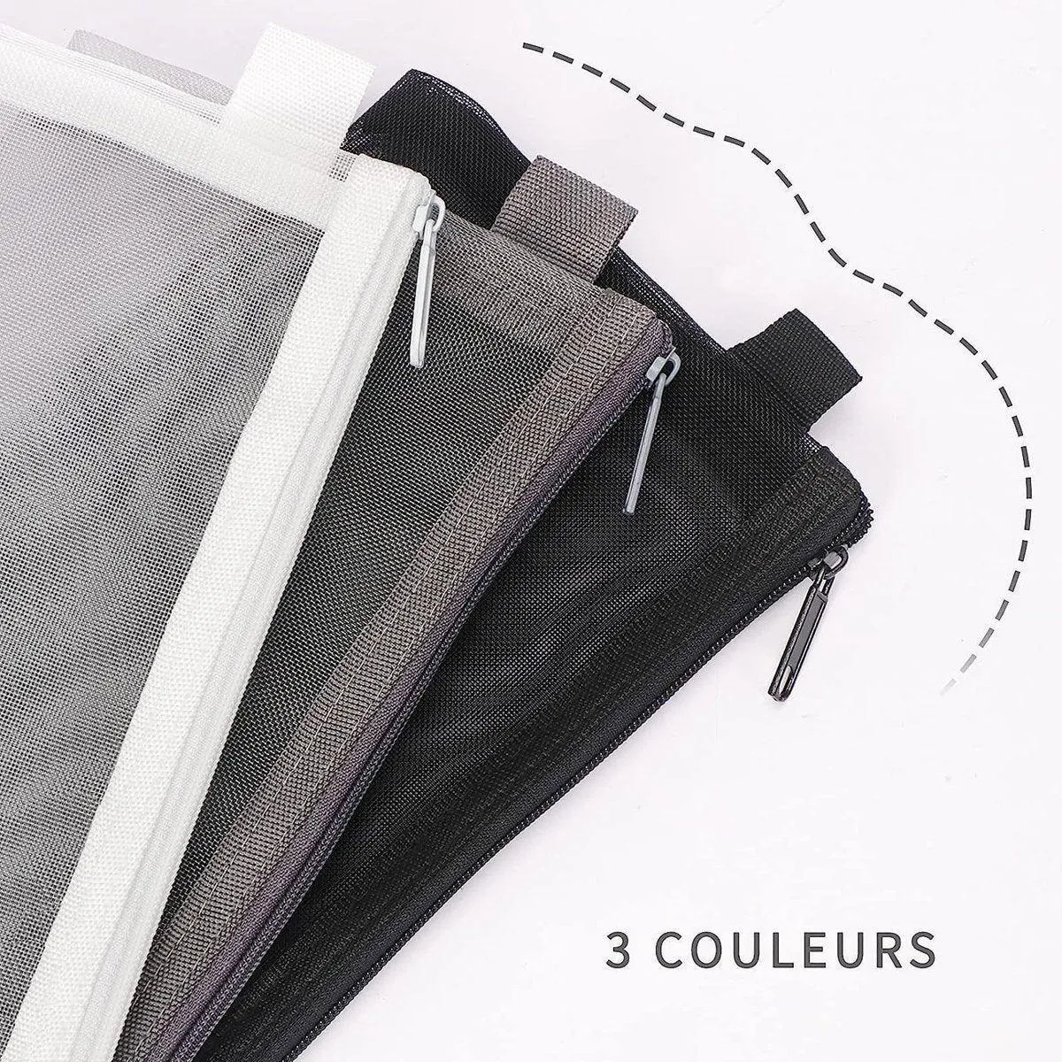 10PCS Clear Mesh Pencil Case Pen Cosmetic Makeup Storage Bag Organizer Pouch