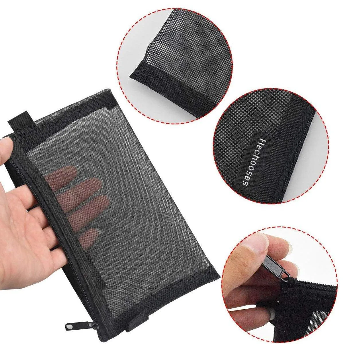 10PCS Clear Mesh Pencil Case Pen Cosmetic Makeup Storage Bag Organizer Pouch
