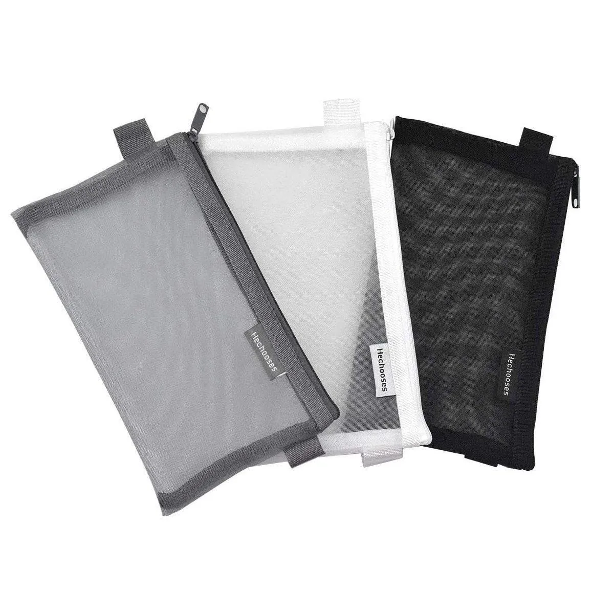 10PCS Clear Mesh Pencil Case Pen Cosmetic Makeup Storage Bag Organizer Pouch
