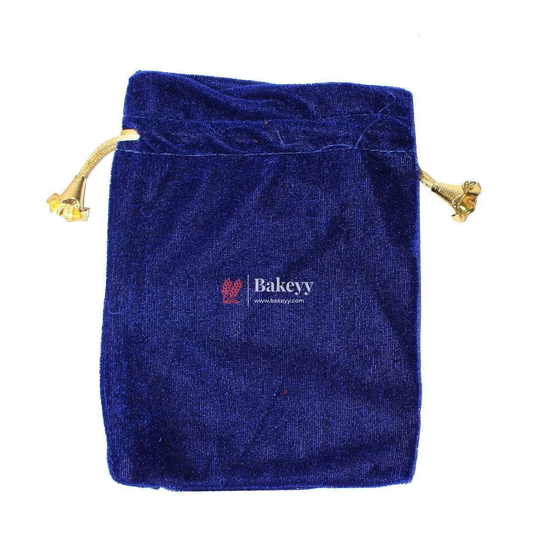 10x14 cm  | Velvet Drawstring Potli Bag | Blue Colour |  Pack of 10 | Luxurious Gift & Storage Pouch |