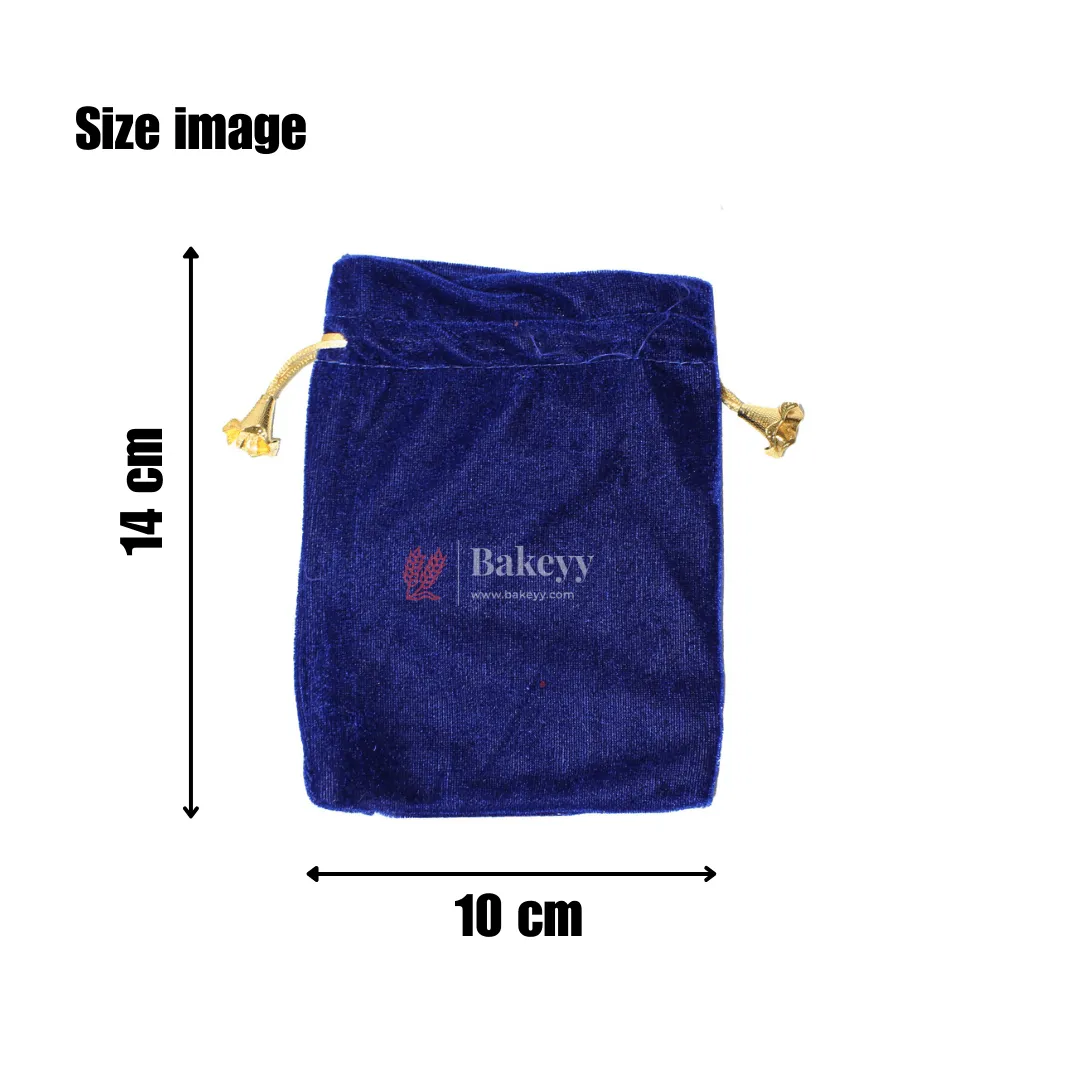 10x14 cm  | Velvet Drawstring Potli Bag | Blue Colour |  Pack of 10 | Luxurious Gift & Storage Pouch |
