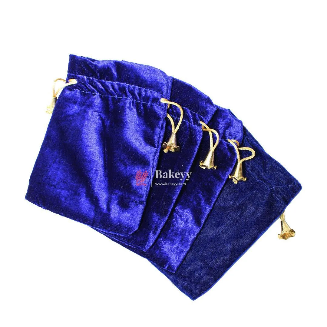 10x14 cm  | Velvet Drawstring Potli Bag | Blue Colour |  Pack of 10 | Luxurious Gift & Storage Pouch |