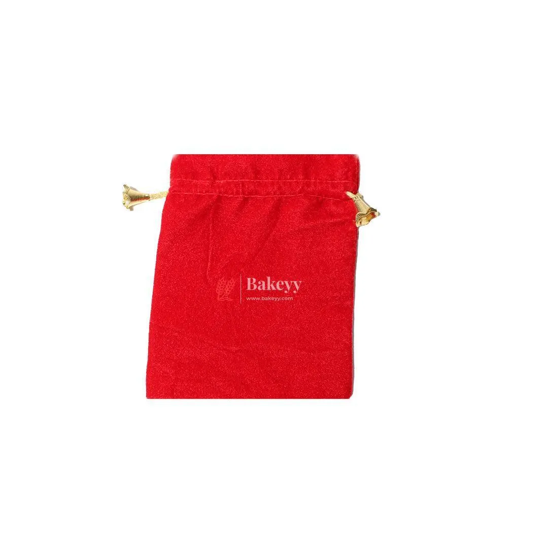 10x14 cm | Velvet Drawstring Potli Bag | Red Colour | Pack 10 |Luxurious Gift & Storage Pouch |
