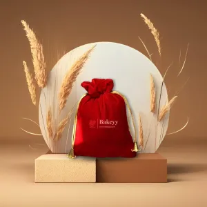 10x14 cm | Velvet Drawstring Potli Bag | Red Colour | Pack 10 |Luxurious Gift & Storage Pouch |