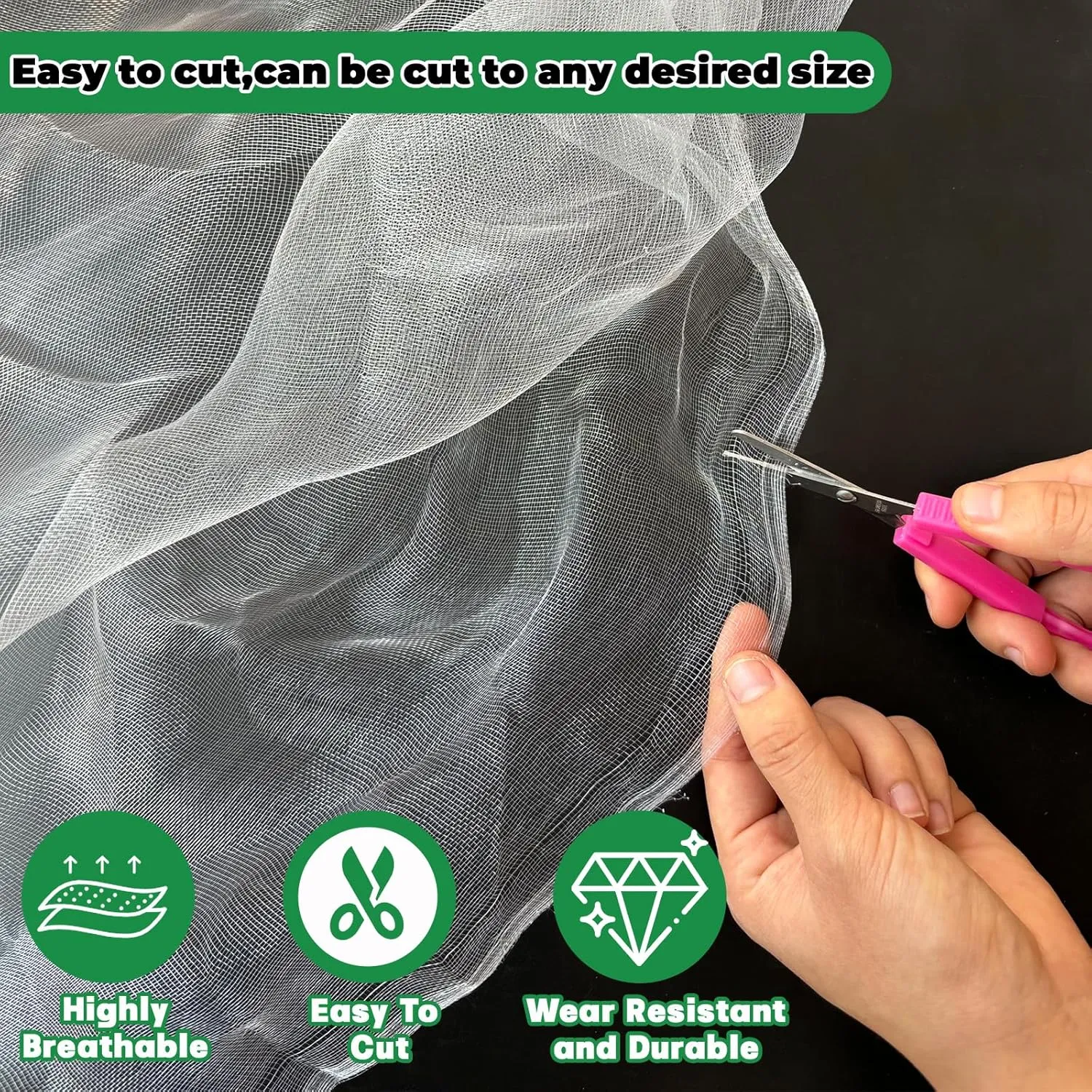 10x50FT Mosquito Netting,Garden Mesh Ultra Fine Plant Netting Barrier for Garden Protection,Mosquito Mesh Screen for Protect Vegetables Fruits from Birds Bugs