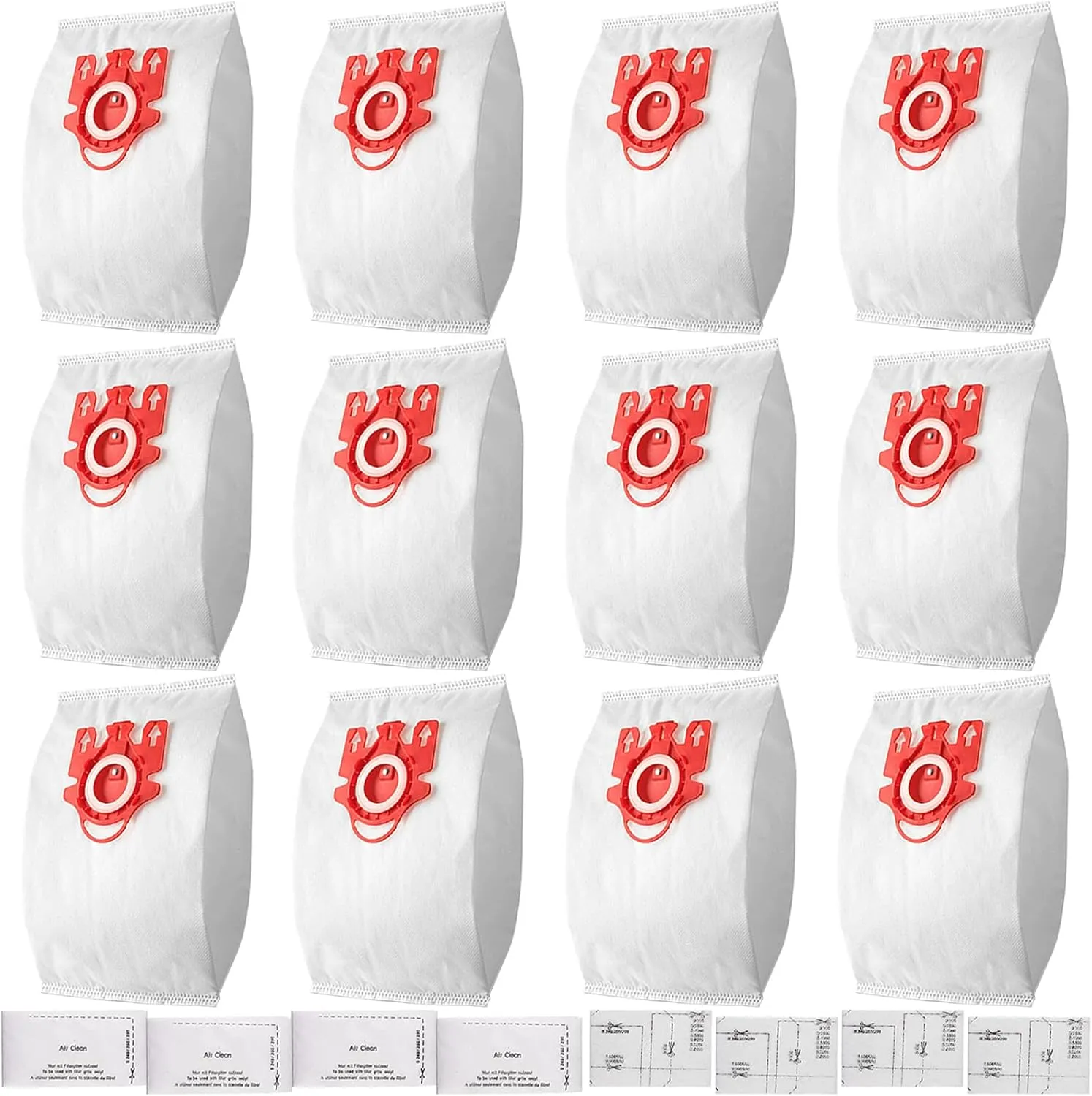 12 Pack Miele AirClean 3D FJM Vacuum Cleaner Bags Replacement Compatible with Miele Compact C2 Complete C1 Compact C1 S246-S256i, S300,S500 S700,S4000 and S6000 Series canister vacuums,Part # 10123220