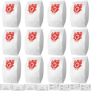 12 Pack Miele AirClean 3D FJM Vacuum Cleaner Bags Replacement Compatible with Miele Compact C2 Complete C1 Compact C1 S246-S256i, S300,S500 S700,S4000 and S6000 Series canister vacuums,Part # 10123220