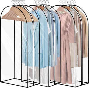 12" Gusseted All Clear Garment Bags for Hanging Clothes Storage 40" Dress Bags for Storage of Coats Sweater, Jacket,Dresses(3 Packs)…