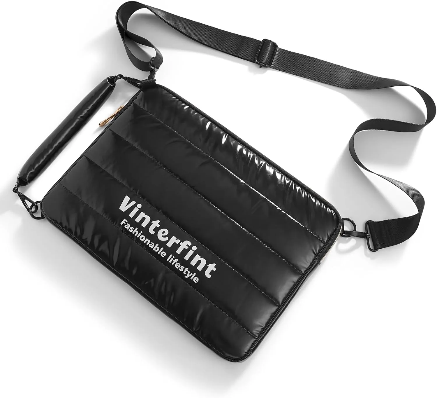 13 inch Laptop Sleeve Puffy Shoulder Bag for 13" Macbook Air M3/M2-2018, MacBook Pro 13, 13.4" XPS 13, 13" Latitude 5350/7320/7350, 13" ThinkPad X13/L13 Gen 5, 13.8" Surface Laptop, Black