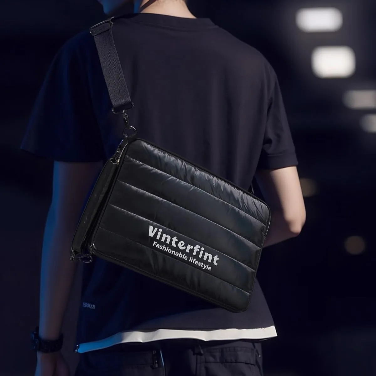 13 inch Laptop Sleeve Puffy Shoulder Bag for 13" Macbook Air M3/M2-2018, MacBook Pro 13, 13.4" XPS 13, 13" Latitude 5350/7320/7350, 13" ThinkPad X13/L13 Gen 5, 13.8" Surface Laptop, Black
