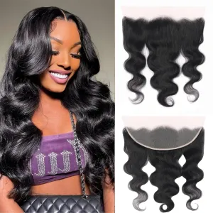 13 x 4 Lace Frontal Closure Body Wave Ear to Ear HD Lace Frontal Pre Plucked 100% Remy Human Hair Free Part 150% Density (13x4 lace closure, 16inch)
