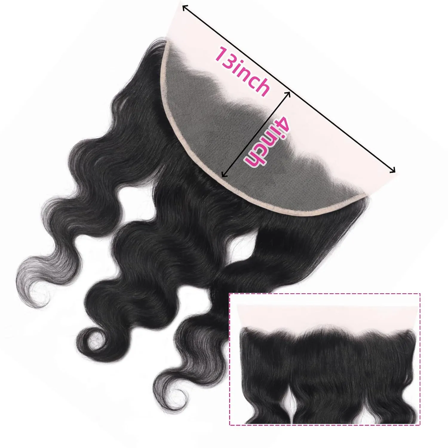 13 x 4 Lace Frontal Closure Body Wave Ear to Ear HD Lace Frontal Pre Plucked 100% Remy Human Hair Free Part 150% Density (13x4 lace closure, 16inch)