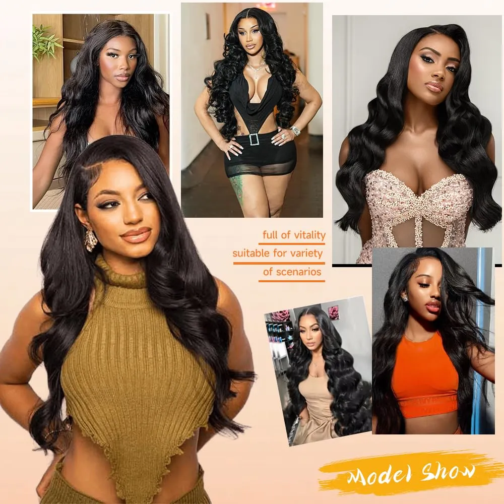 13x6 Lace Front Wigs Human Hair 28 Inch 210% Density Body Wave HD Lace Front Wigs Human Hair Pre Plucked Frontal Wigs Human Hair Baby Hair for Women