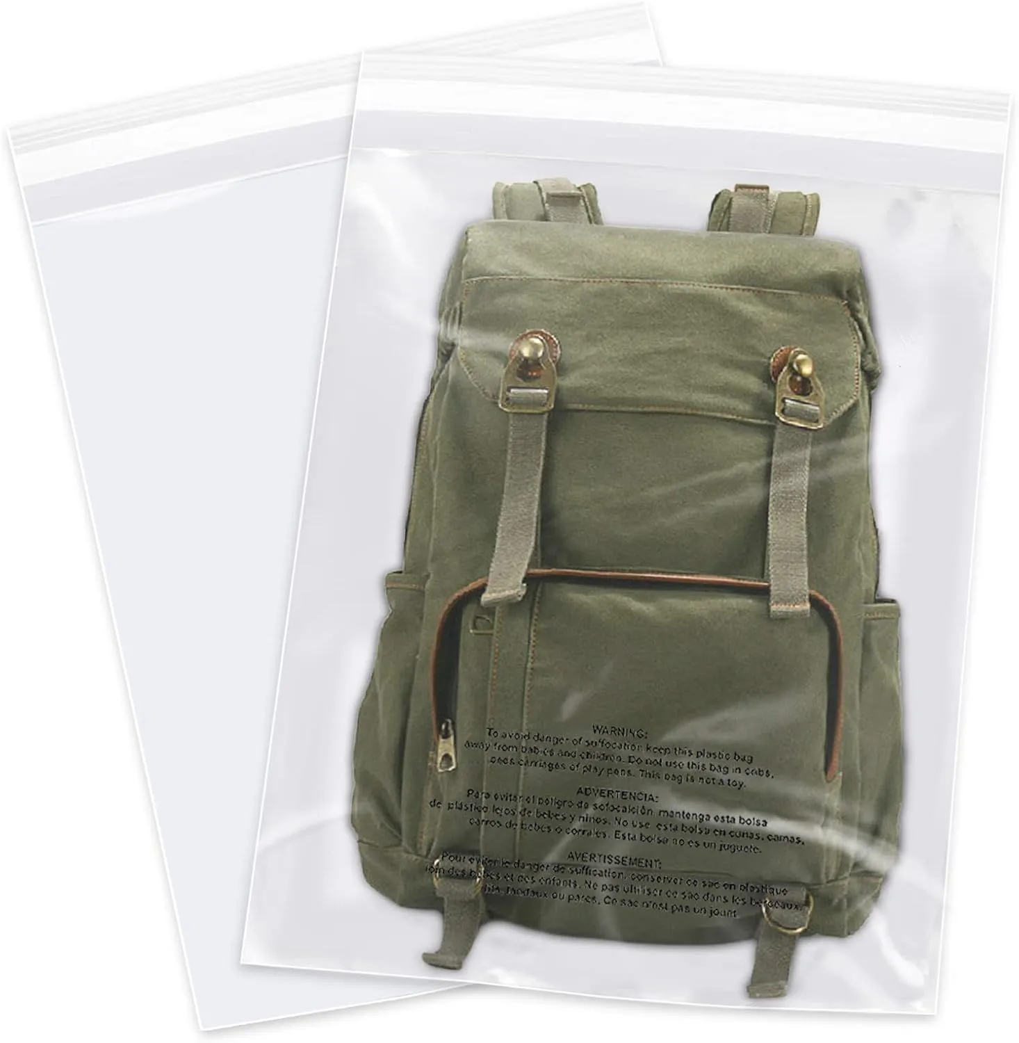 14" x 20" (1000 Count) Self Seal Clear Poly Bags with Suffocation Warning for Packaging, Shipping, Clothing, Shirts & FBA - Resealable Adhesive