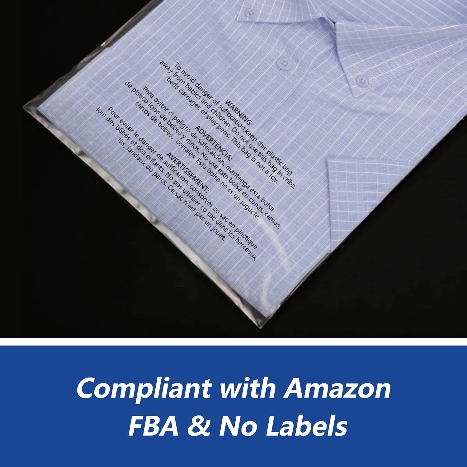 14" x 20" (1000 Count) Self Seal Clear Poly Bags with Suffocation Warning for Packaging, Shipping, Clothing, Shirts & FBA - Resealable Adhesive
