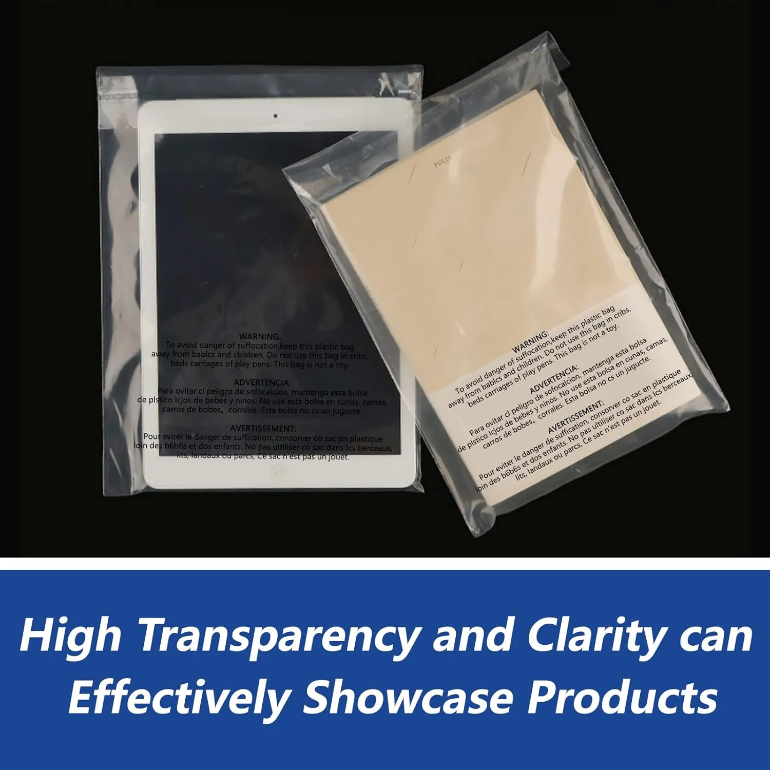 14" x 20" (1000 Count) Self Seal Clear Poly Bags with Suffocation Warning for Packaging, Shipping, Clothing, Shirts & FBA - Resealable Adhesive
