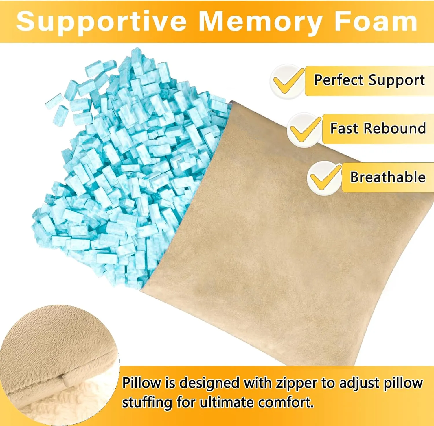 2 Pack Small Pillow, Memory Foam Mini Pillow 11 X 7 Inches for Travel, Sleeping, Nap and Neck, Knee, Lumbar Support, Tiny Pillow Cushion for Pet, Dogs (Camel)