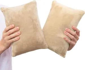 2 Pack Small Pillow, Memory Foam Mini Pillow 11 X 7 Inches for Travel, Sleeping, Nap and Neck, Knee, Lumbar Support, Tiny Pillow Cushion for Pet, Dogs (Camel)