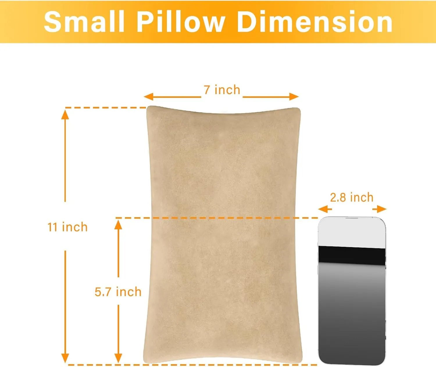 2 Pack Small Pillow, Memory Foam Mini Pillow 11 X 7 Inches for Travel, Sleeping, Nap and Neck, Knee, Lumbar Support, Tiny Pillow Cushion for Pet, Dogs (Camel)