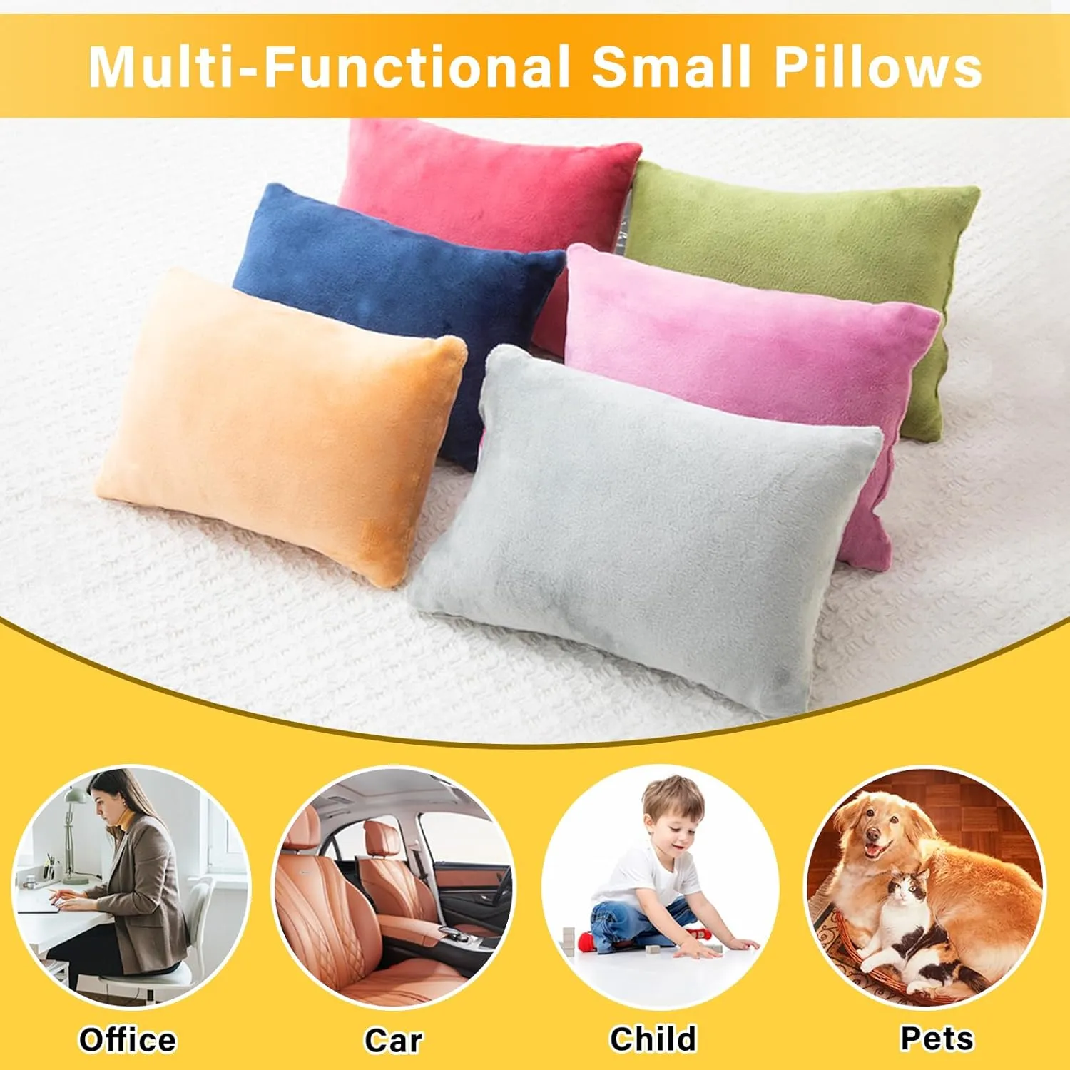 2 Pack Small Pillow, Memory Foam Mini Pillow 11 X 7 Inches for Travel, Sleeping, Nap and Neck, Knee, Lumbar Support, Tiny Pillow Cushion for Pet, Dogs (Camel)