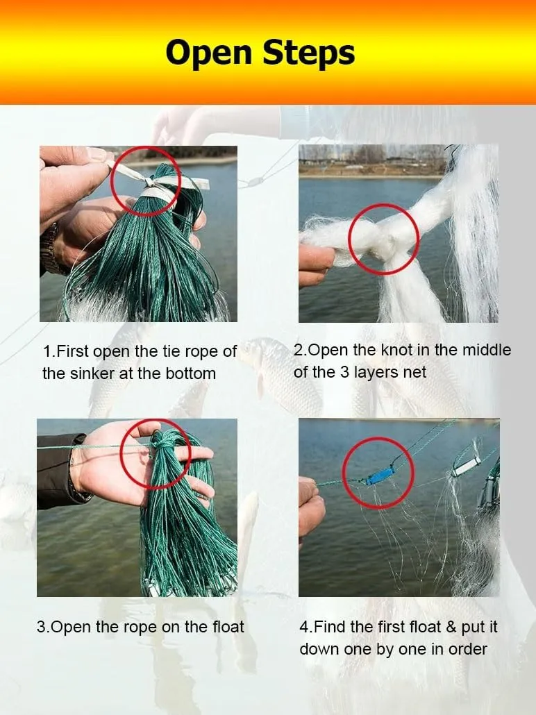 2 Pcs 1.2-1.5 M Depth 18-100M Length, White Fishing Sticky Net Sinking Net, Handmade Gill Net Trap for Shoal River Lake(3 Layers H1.5m L35m 1.5F)
