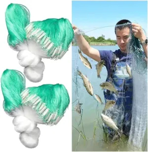 2 Pcs 1.2-1.5 M Depth 18-100M Length, White Fishing Sticky Net Sinking Net, Handmade Gill Net Trap for Shoal River Lake(3 Layers H1.5m L35m 1.5F)