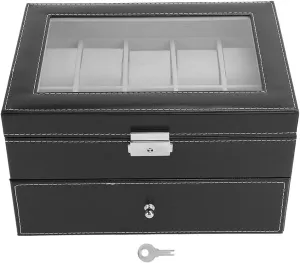 20 Grid Double Layer Watch Storage Box Container With Transparent Cover, Watch Display Box Cabinets & CasesWatch Accessories