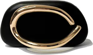 2025 Classic Vegan Leather Clutch Evening Purse Golden Color Handle Chain Party Banquet Round Mini Shoulder Handbag