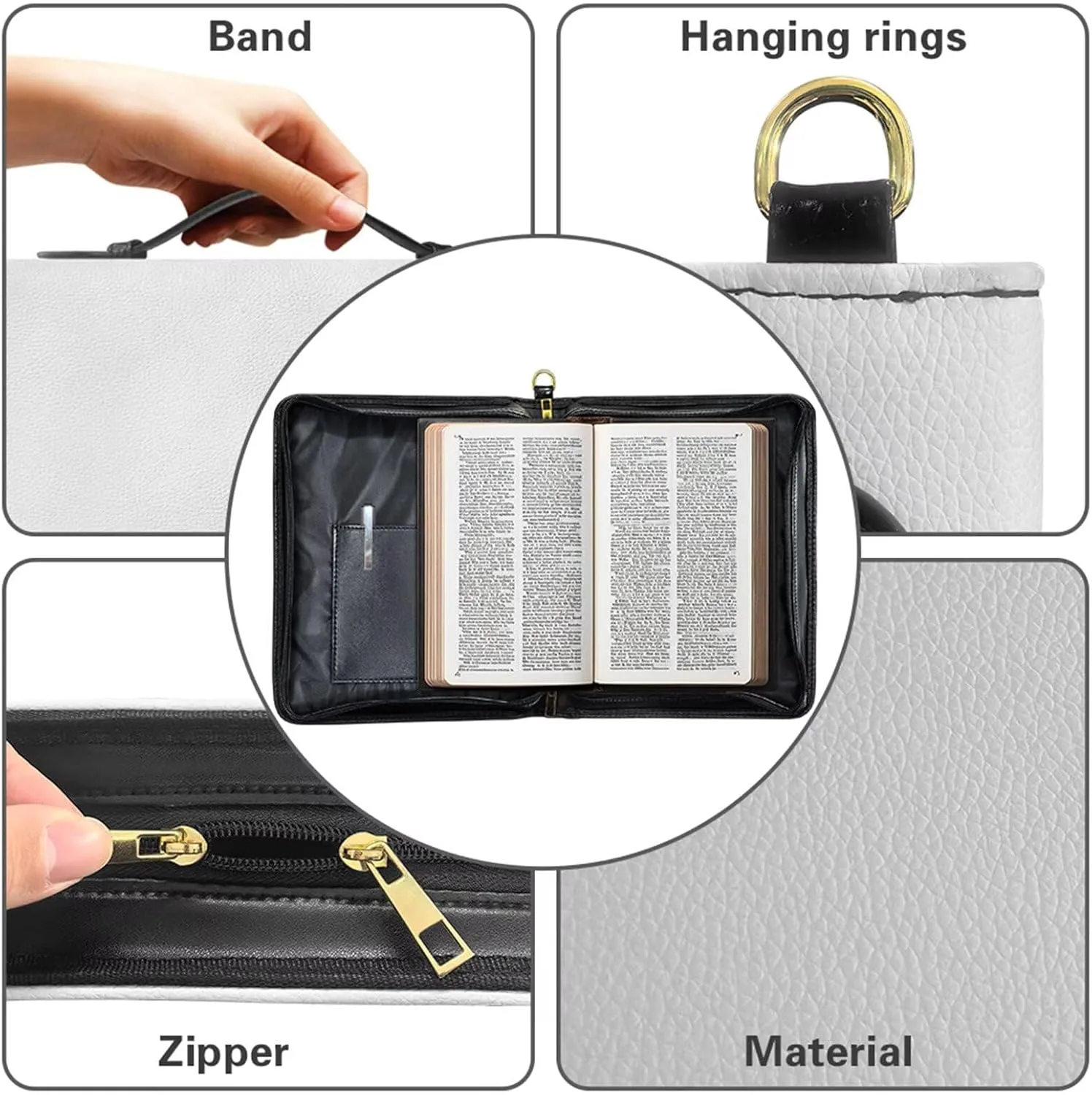2025 PU Leather Bible Cover, Comes with 2 Leather Bookmarks, Green Bible Case with Handle, Work of William Morris Printed Bible Study for Men Supplies, Built-in Pocket Pen Slots, Waterproof