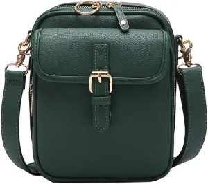 2025 Upgraded Vintage Double - Layer Leather Crossbody Bag: Multi - Compartment, Large Capacity Messenger Purse with Buckle