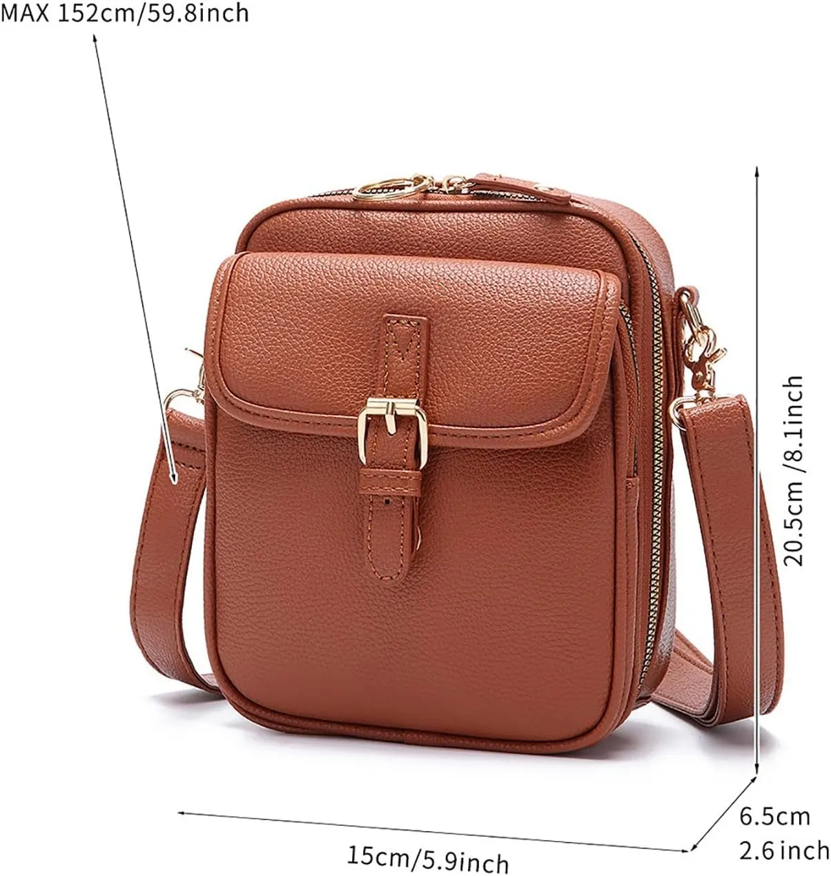 2025 Upgraded Vintage Double - Layer Leather Crossbody Bag: Multi - Compartment, Large Capacity Messenger Purse with Buckle