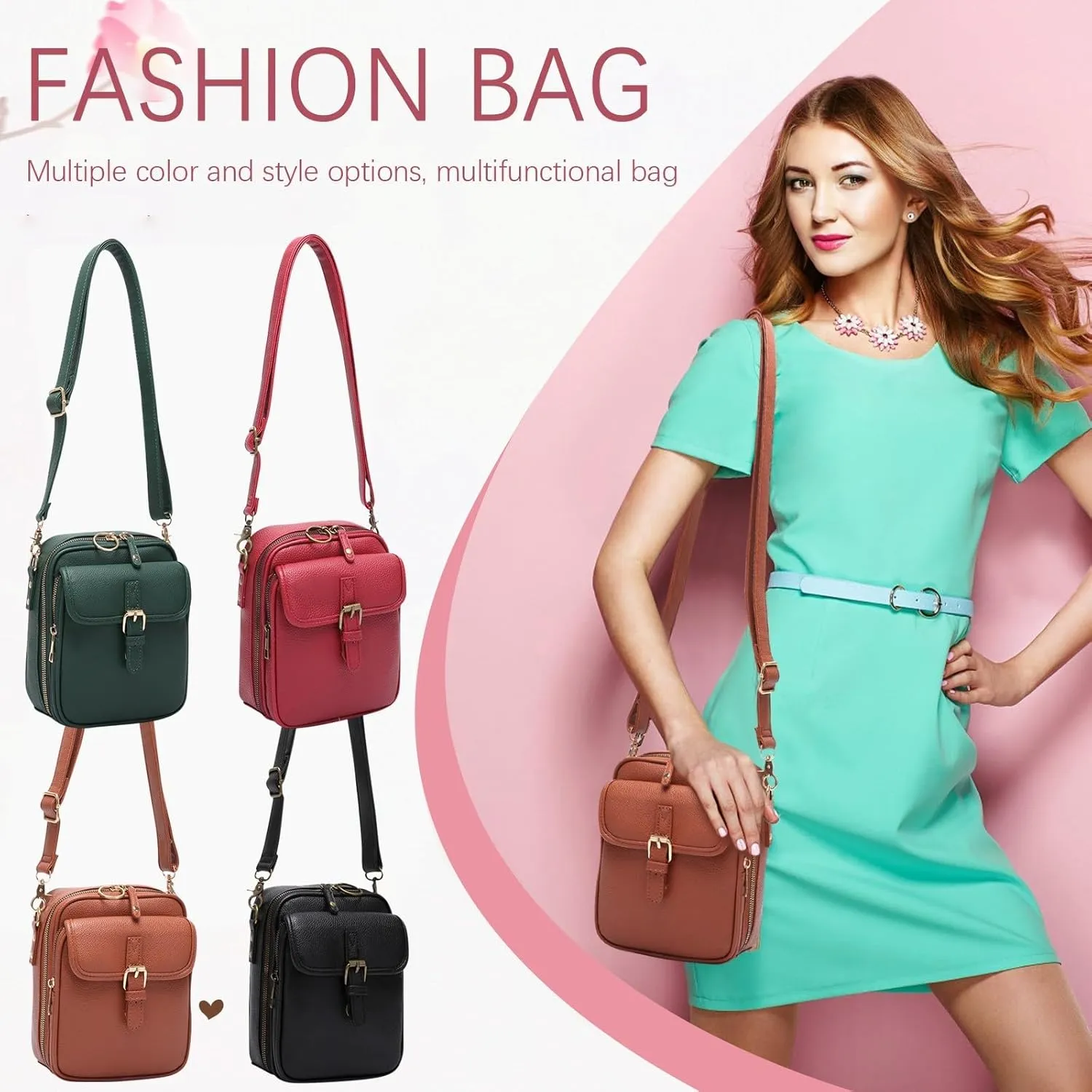 2025 Upgraded Vintage Double - Layer Leather Crossbody Bag: Multi - Compartment, Large Capacity Messenger Purse with Buckle
