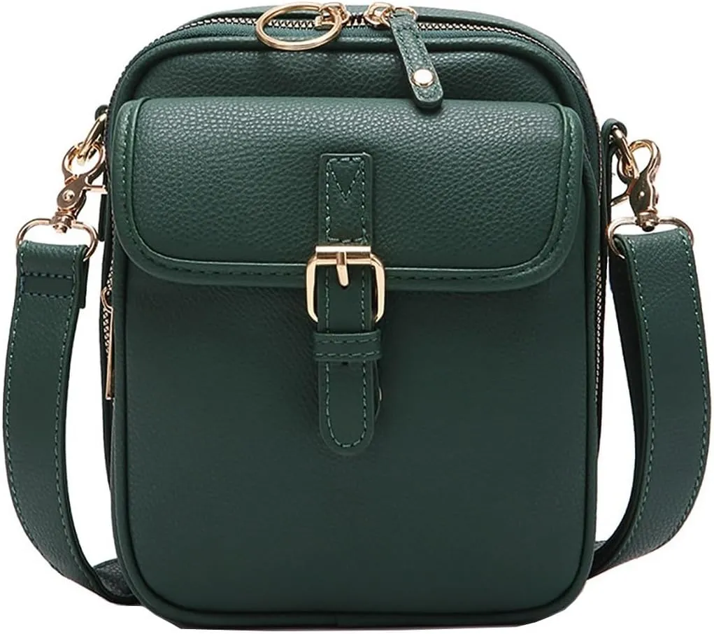 2025 Upgraded Vintage Double - Layer Leather Crossbody Bag: Multi - Compartment, Large Capacity Messenger Purse with Buckle