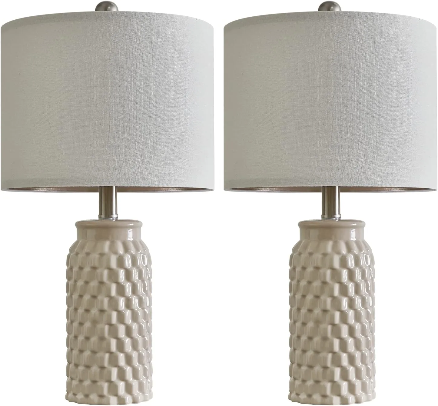 20.5" Modern Ceramic Bedside Lamp Set of 2 for Bedroom Decor Farmhouse Table Lamp for Living Room Office Dorm