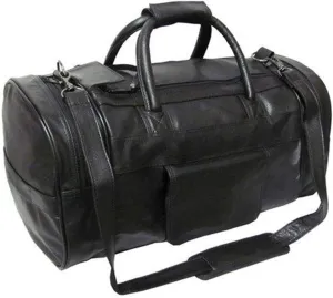 20" Dual Zippered Duffel Black/Leather/Duffel