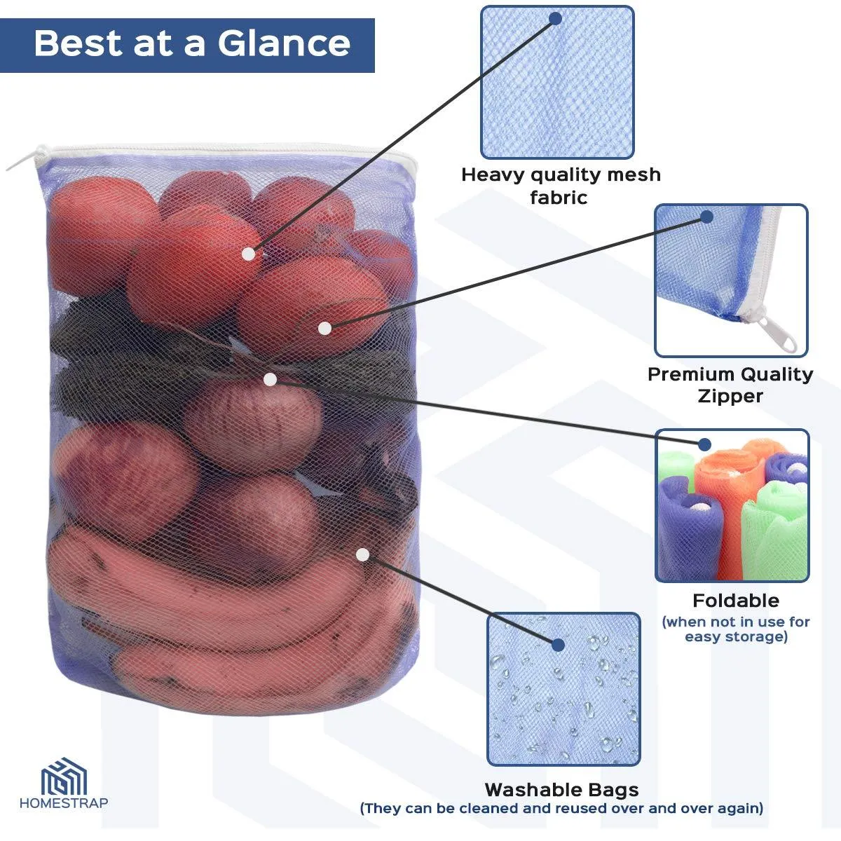 2279 Fridge Bags for Fruits and Vegetables with Zip Net (Multicolour)