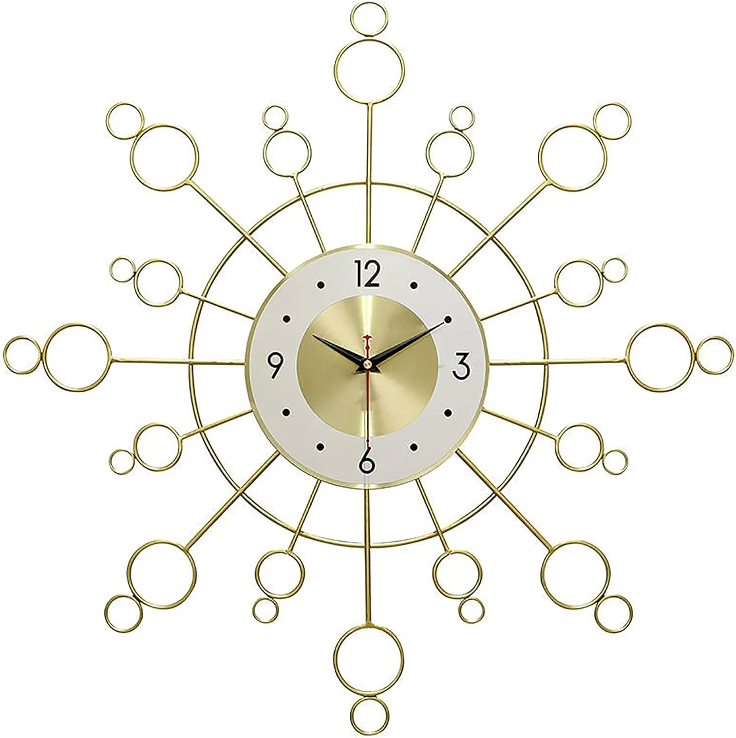 24 Inch Mid Century Starburst Wall Clock Large Metal Modern Design Sunburst Clock Battery Operated Non Ticking Quartz Movement
