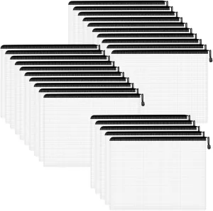 25Pcs Mesh Zipper Pouch Bags Large Zipper Bags for Organizing 17"x12" Plastic Envelopes with Zipper File Bags Waterproof Document Pouch Zip Folder A3 File Envelopes for Classroom Office Travel