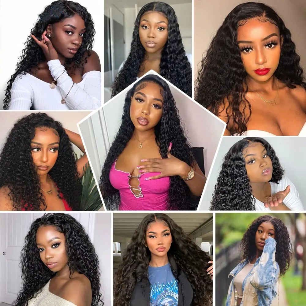 28 Inch Deep Wave Lace Front Wigs Human Hair 180% Density HD Transparent Glueless Curly Wig Human hair Pre Plucked with Baby Hair Deep Wave Wig 13x6 Lace Frontal Wigs for Women Human Hair