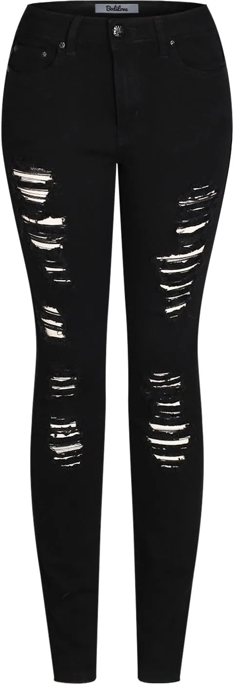 2LUV Women's Distressed Skinny Ripped Jeans