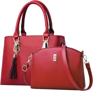 2PCS Women's Handbag Set, Large Capacity Fashionable PU Leather Shoulder Bag and Handbag, Ideal for Daily Use