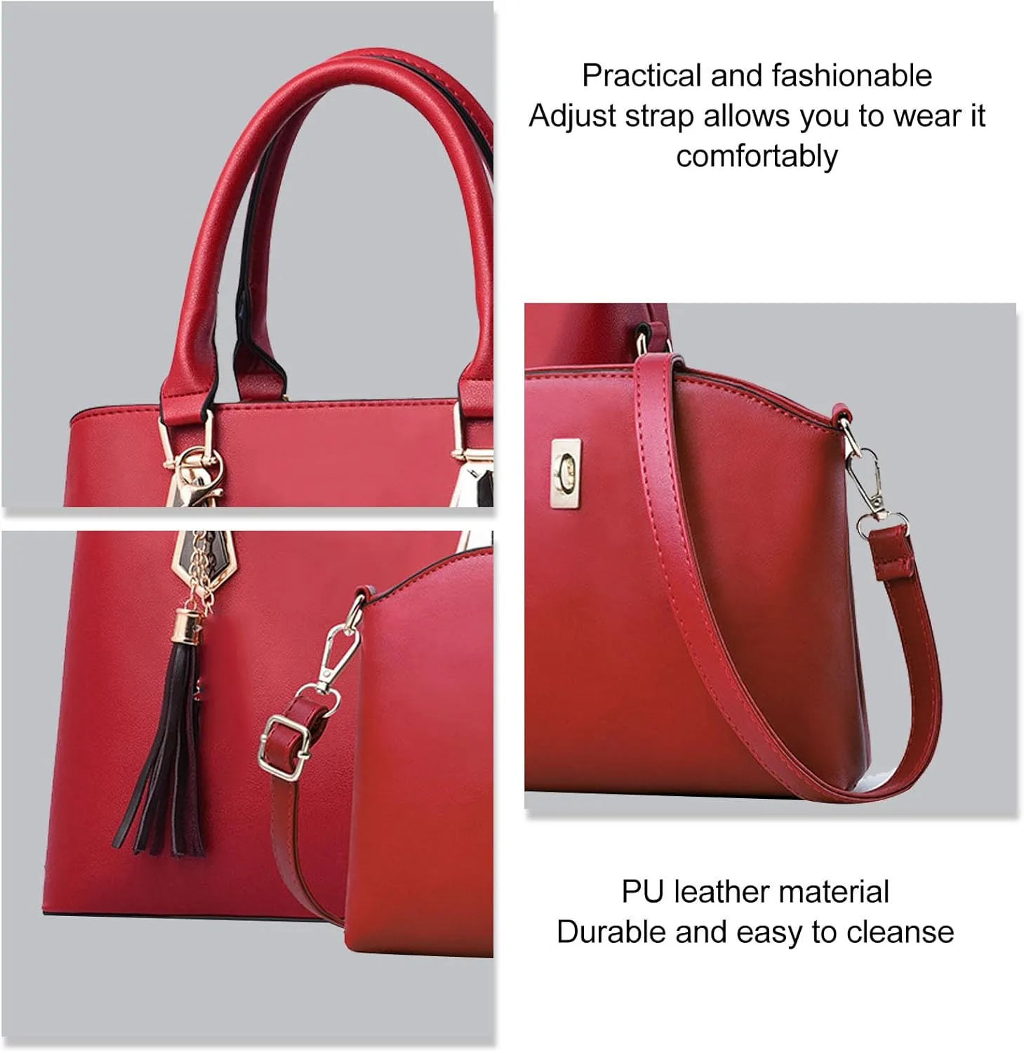 2PCS Women's Handbag Set, Large Capacity Fashionable PU Leather Shoulder Bag and Handbag, Ideal for Daily Use