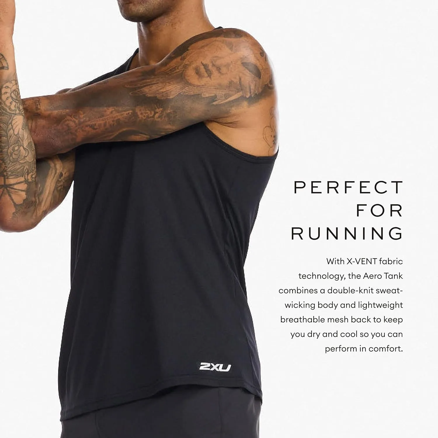 2XU Men's Aero Sleeveless Tank - Lightweight Quick-Drying Running Top - Black/Silver Reflective