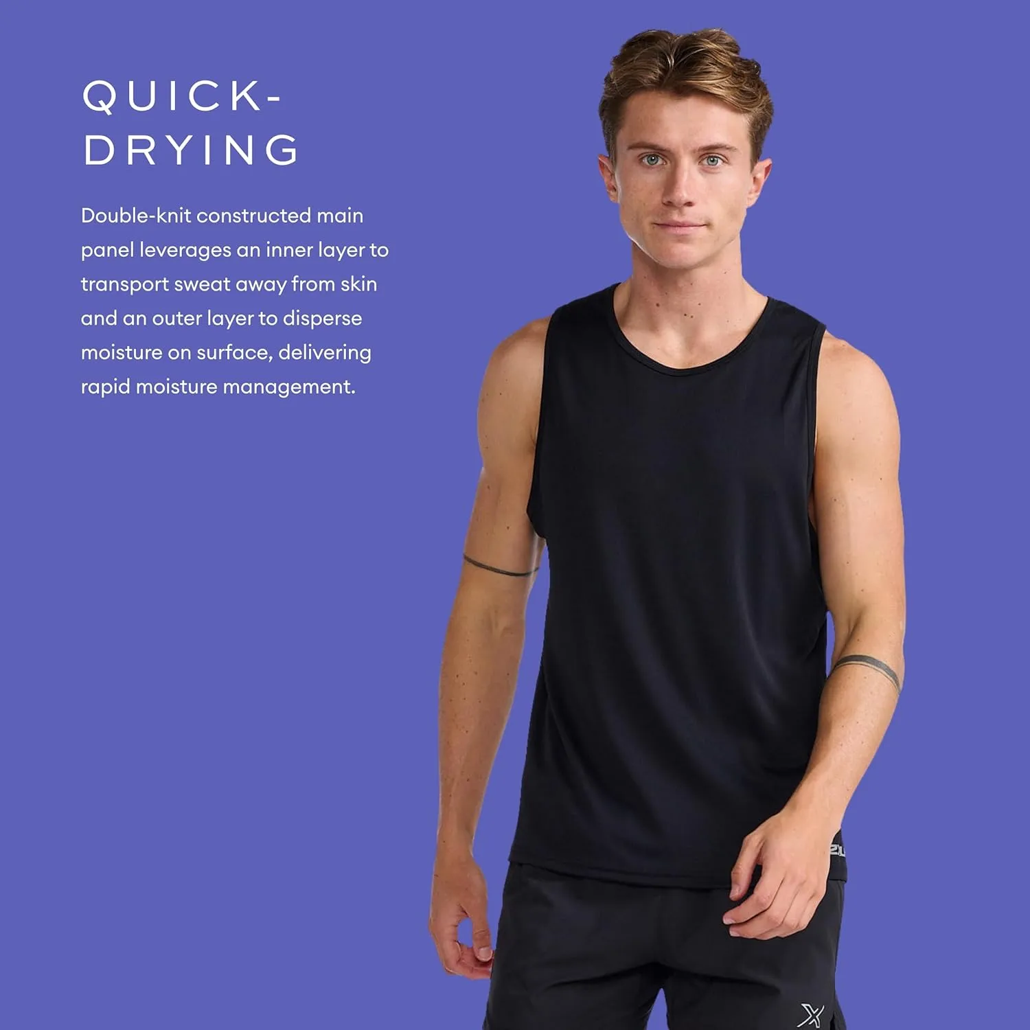 2XU Men's Aero Sleeveless Tank - Lightweight Quick-Drying Running Top - Black/Silver Reflective