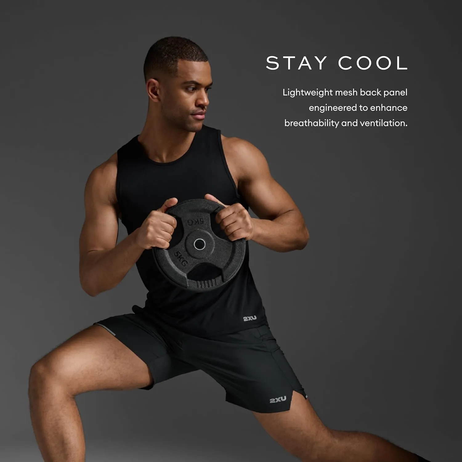 2XU Men's Aero Sleeveless Tank - Lightweight Quick-Drying Running Top - Black/Silver Reflective