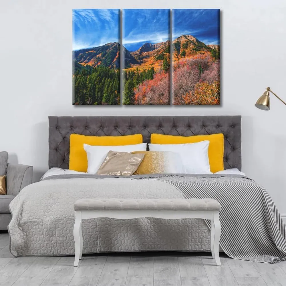 3 Pieces Wall Art Mount Timpanogos Alpine Loop Area of Fork Canyon in Utah County US Wall Decorations Canvas Prints Pictures Modern Living Room Bedroom Office Home Decor Artwork (42"Wx28"H)