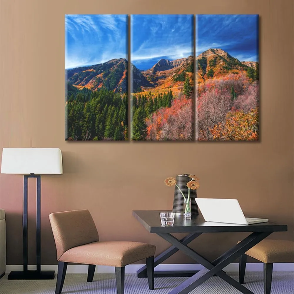 3 Pieces Wall Art Mount Timpanogos Alpine Loop Area of Fork Canyon in Utah County US Wall Decorations Canvas Prints Pictures Modern Living Room Bedroom Office Home Decor Artwork (42"Wx28"H)