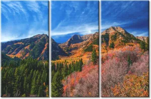 3 Pieces Wall Art Mount Timpanogos Alpine Loop Area of Fork Canyon in Utah County US Wall Decorations Canvas Prints Pictures Modern Living Room Bedroom Office Home Decor Artwork (42"Wx28"H)