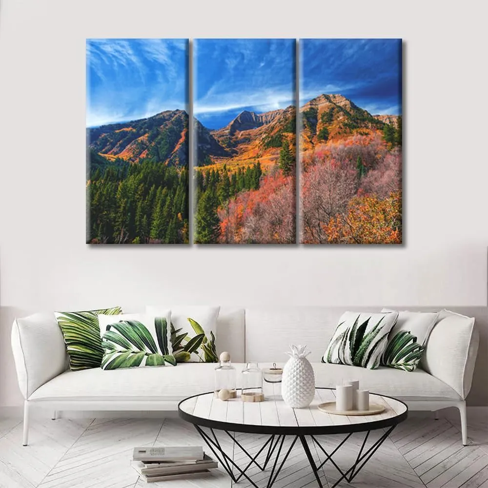 3 Pieces Wall Art Mount Timpanogos Alpine Loop Area of Fork Canyon in Utah County US Wall Decorations Canvas Prints Pictures Modern Living Room Bedroom Office Home Decor Artwork (42"Wx28"H)